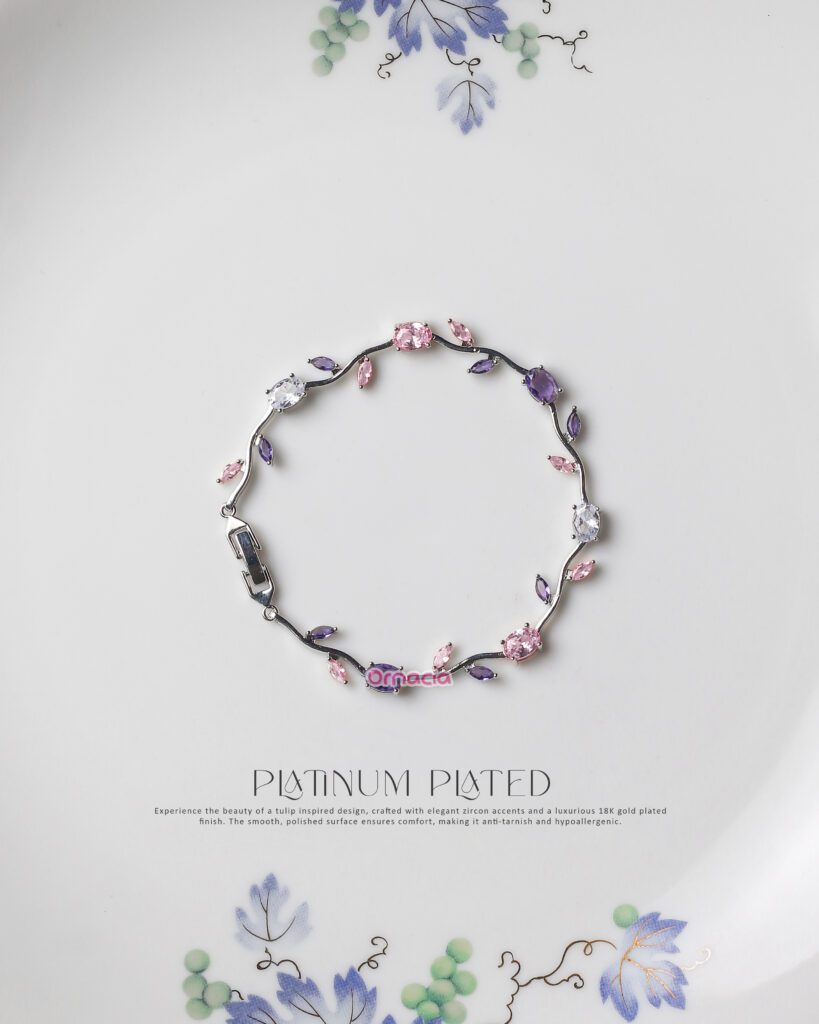 Amethyst Platinum Tulip Bracelet