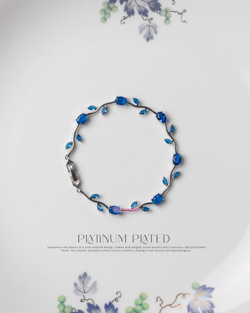 Blue Platinum Tulip Bracelet
