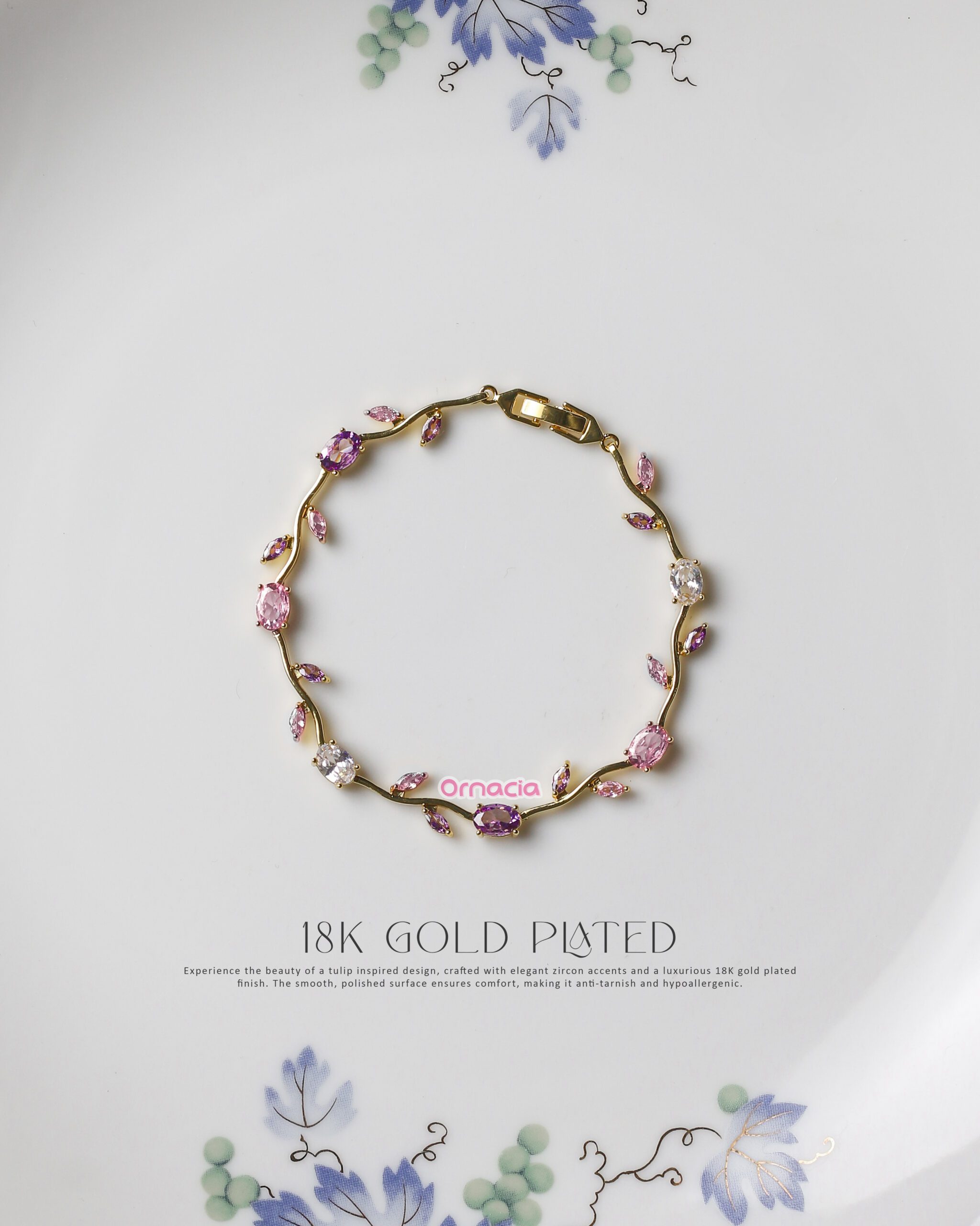 Amethyst Gold Tulip Bracelet
