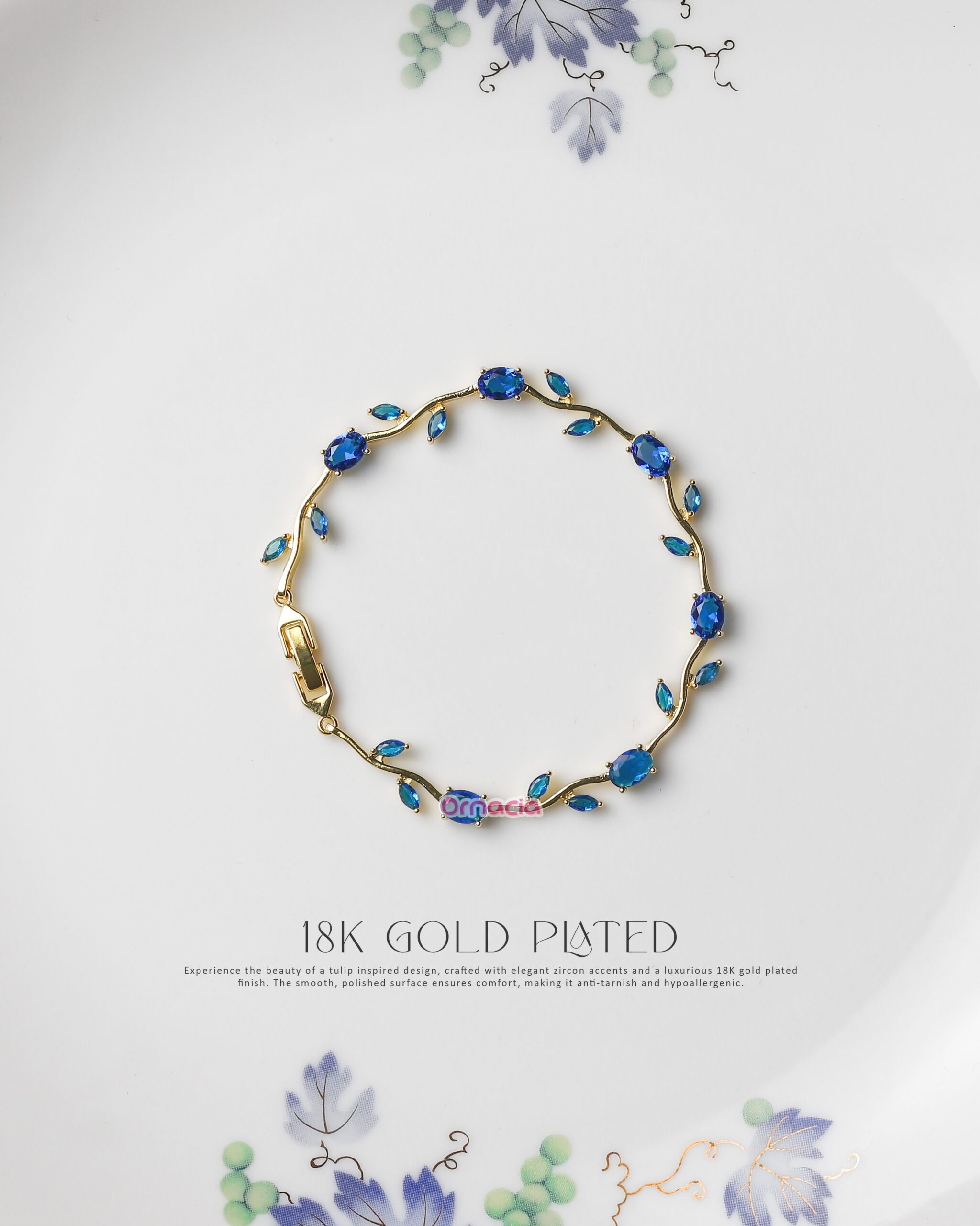 Blue Gold Tulip Bracelet