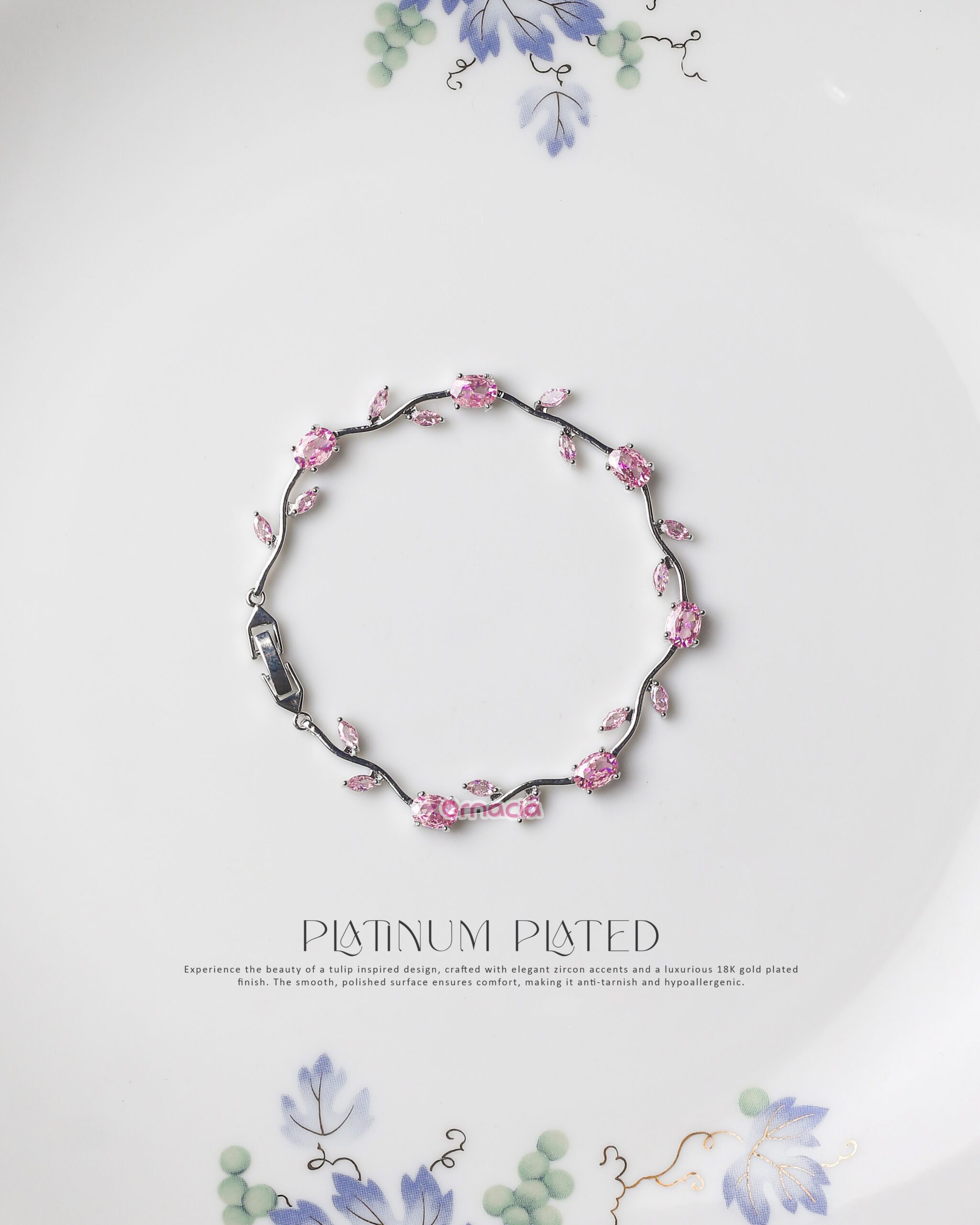 Pink Platinum Tulip Bracelet